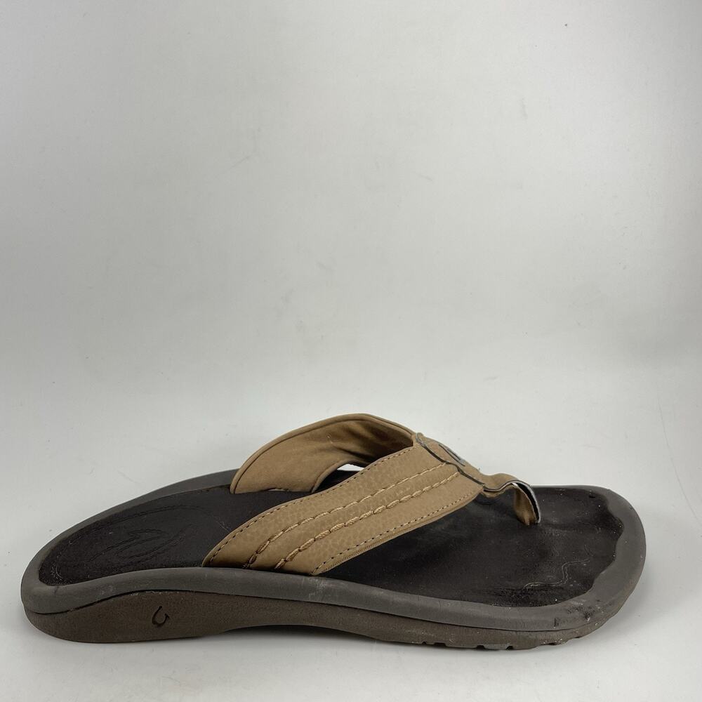 OluKai Hokua Thong Sandals Mens Size 9 Tan/Brown Water Resistant Flip Flops